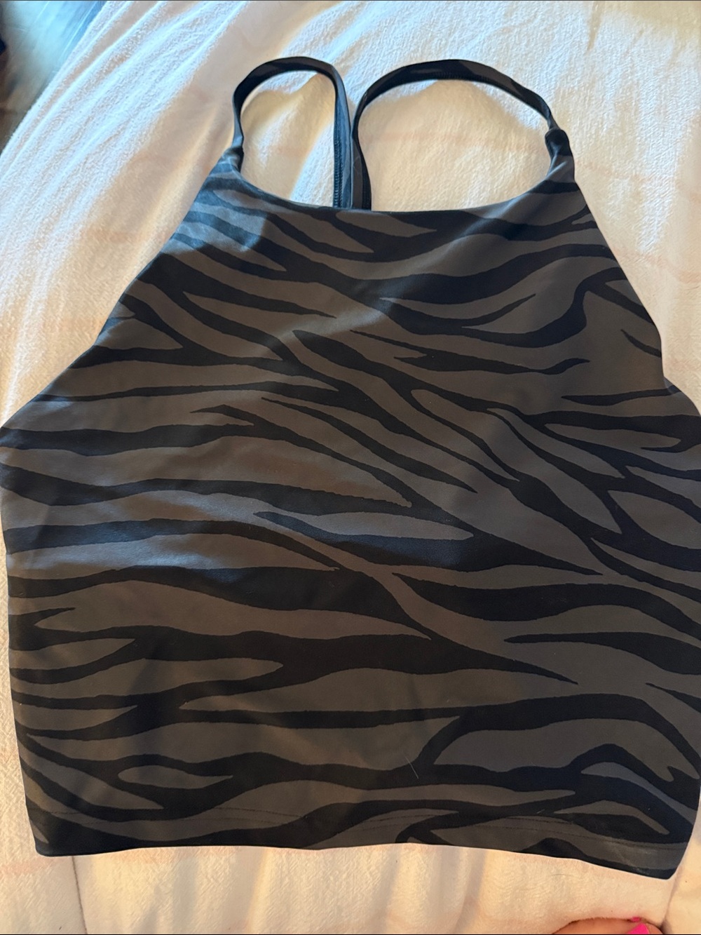 Old Navy Black and Gray Zebra Print Sports Bra